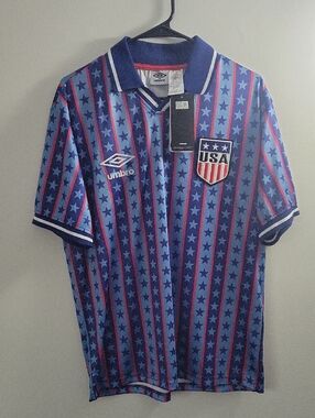 Umbro Blue Red Navy USA Star-Striped Soccer Jersey